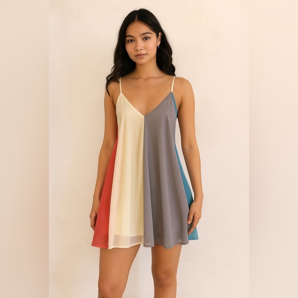 ENTRO multicolored summer spring dress spaghetti strap